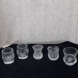 Vintage toothpick holders - Lot of 5 crystal/glass